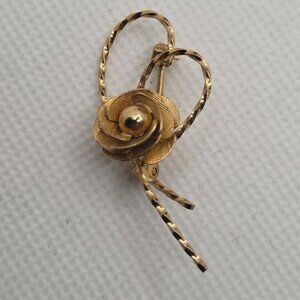 Vintage Signed DEC Carved Flowers 1/20 14KGF Beautiful Floral Brooch 1.5"